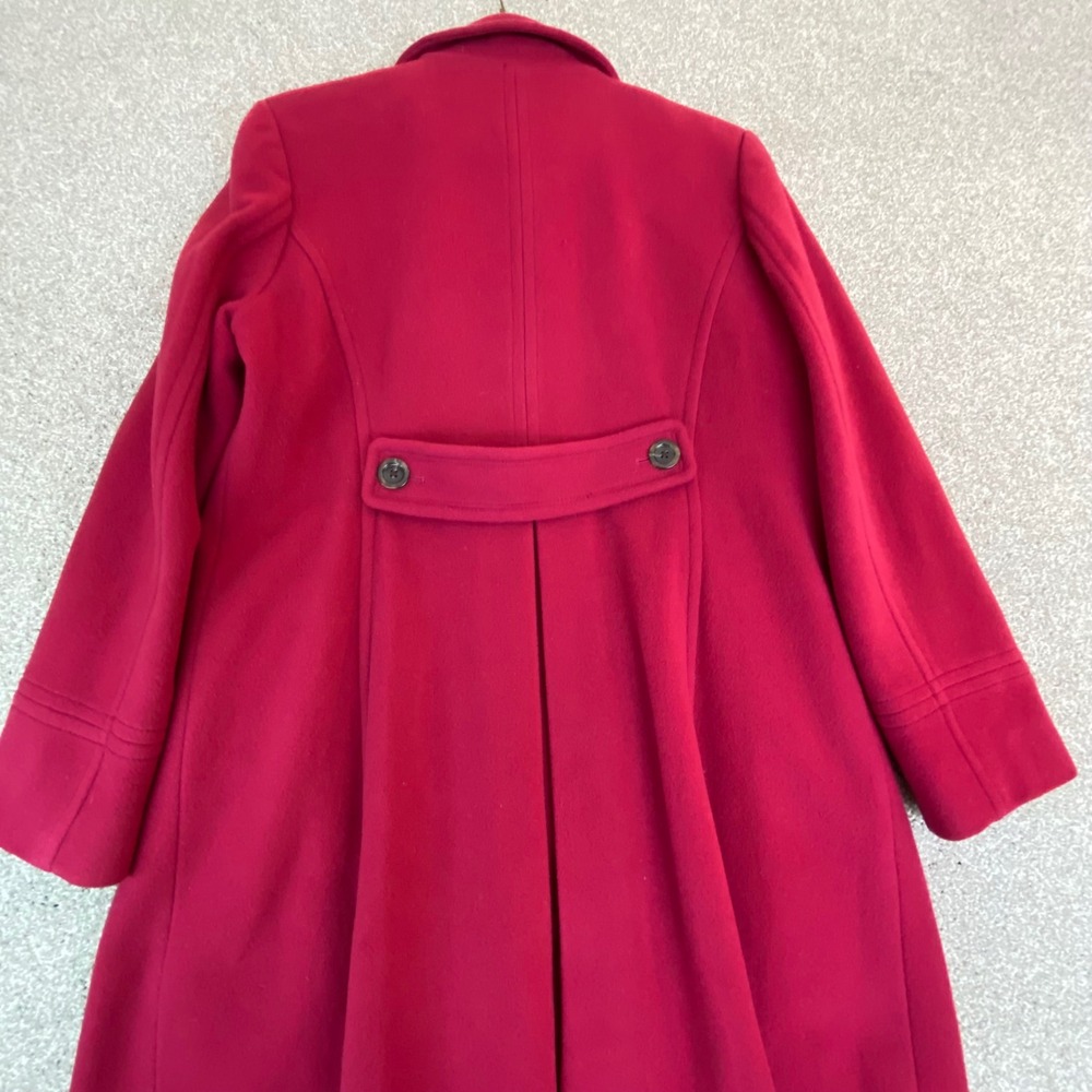 Lands End Womens Red Wool Blend Coat Button Front Long Sleeve Petite Size 14P - Picture 2 of 7